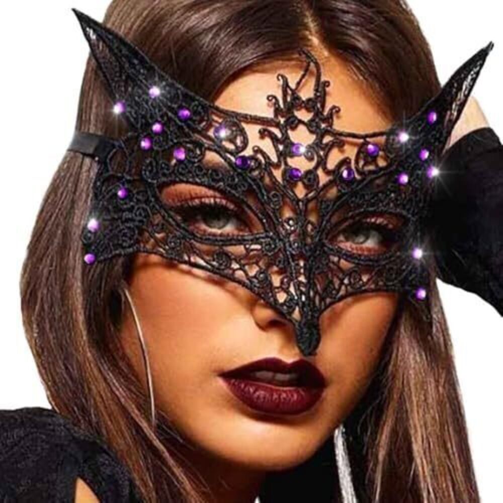 8311 Masquerade Lace Mask Fox Eye Masks Black Face Mask for Party Halloween